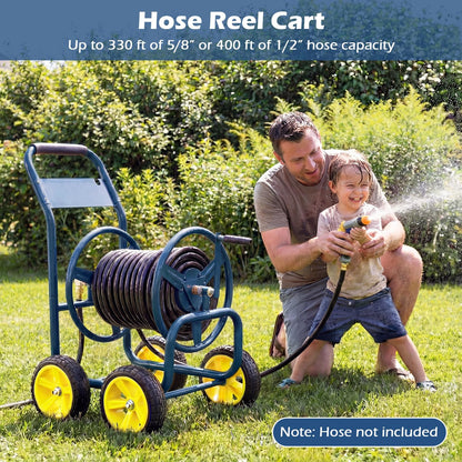 Toolsempire Garden Hose Reel Cart, Mobile Water Hose Cart with Heavy-duty Metal Frame & 4 Solid Wheels, Hold up to 330 ft of 5/8" Hoses, Outdoor Planting Tool for Lawn & Backyard (Navy Blue)