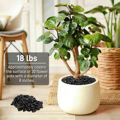 18 lb Natural Polished Black River Rock for Plants, 1/2" Black Pebbles for Aquarium, Vase, Garden Landscape Rocks and Outdoor Decorative Stones