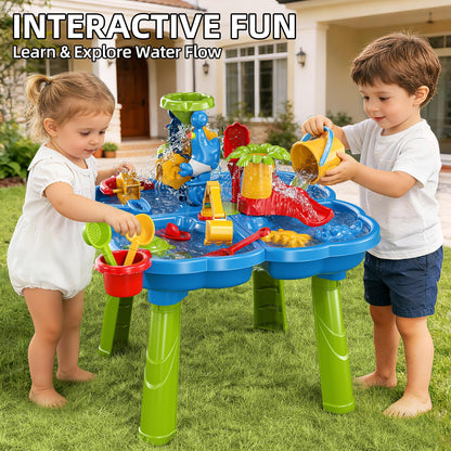 Guminnara Water Table for Toddlers 3-5 Years Kids Ages 4-8, 4 in 1 Kids Summer Activity Sensory Play Outdoor Beach Backyard Sand Water Table Toys for Toddlers, Birthday Toys Gift for Boys Girls