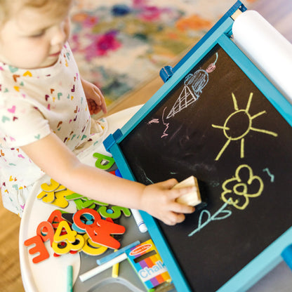 Melissa & Doug Magnetic Tabletop Easel, Deluxe Double-Sided Wooden Art Set with Chalkboard, Dry-Erase Board, Paper Roll Holder, Magnets & Art Supplies, Preschool Learning Toys for Kids Ages 3+