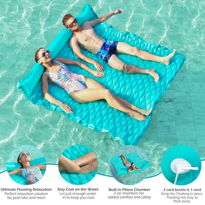 Jasonwell Floating Mat Pool Floats - Giant Inflatable Pool Float Lake Raft Lounge Floating Water Mat for Swimming Pool Floatie Lounger Beach Pool Party Toy for Adults & Kids (GR, XL)