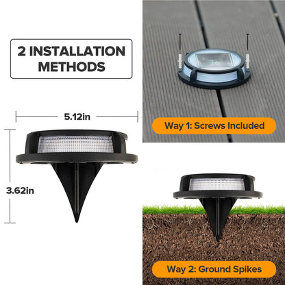 LUTEC 4 Pack Solar Driveway Lights, 12 LEDs IP67 Waterproof Outdoor Solar Dock Driveway Marker Lights for Step, Sidewalk, Pathway, Patio, Garden(Warm White)