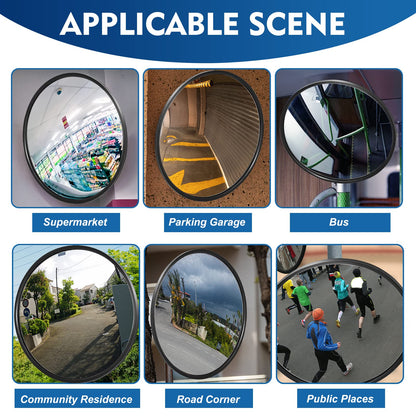 Maitys 2 Pcs Convex Mirror Acrylic Safety Security Traffic Corner Mirrors Adjustable Wide Angle View with Fixing Bracket for Indoor Outdoor Garage School Classroom Warehouse(8 Inch)