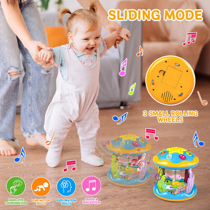 Baby Toys 6 to 12 Months, 4 in 1 Musical Rotating Projector, Tummy Time Light Up Infant Toys For 6-9 12-18 Months, Learning Toy Birthday Gifts for Baby Toddlers 1 2 3 Years old Boys & Girls