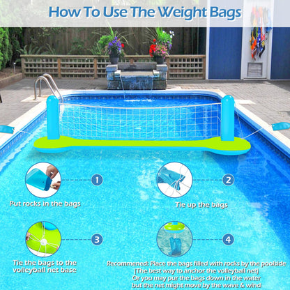 Jasonwell Pool Toys Games Set - 3 in 1 Pool Volleyball Net Basketball Hoop Ring Toss Game Inflatable Floats Water Floating Volleyball Swimming Pools Games Party Gift for Kids Adults (Green&Blue, XL)