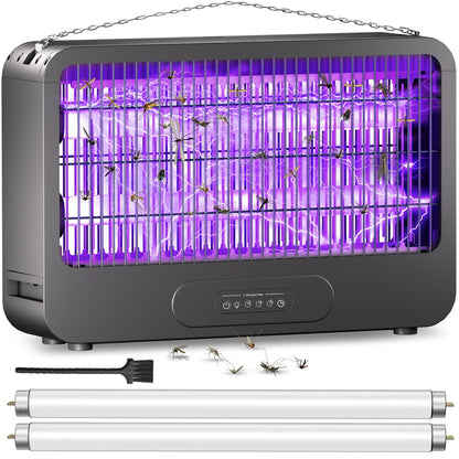 Electric Bug Zapper Indoor, Mosquito Zapper with 2 Extra Replacement Bulbs, Fly, Mosquito Killer and Repellent with Double-Voltage Grid 3500V & Remote, for Patio Yard Home Kitchen