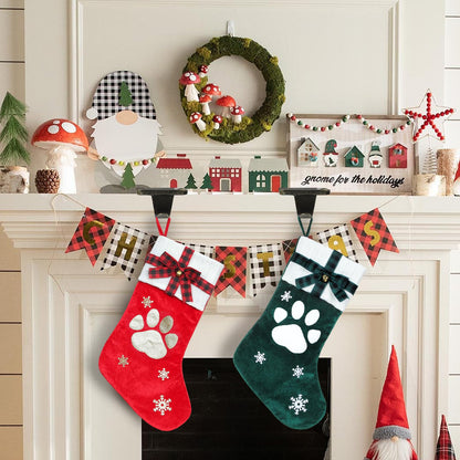 HMASYO Christmas Stocking Holders for Mantle Set of 2, Heavy Duty Cast Iron Stocking Hangers Base, Low Profile Weighted Stocking Holder Hooks for Fireplace Tabletop Shelf Christmas Decoration, Bronze