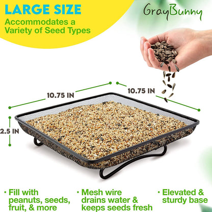 Squirrel Proof Bird Feeder for Outdoors Hanging (Metal Green) | 4 Ports, Chew-Proof & Weather Resistant Backyard Bird Feeder Gift, Garden Yard Decoration (10.25 x 6.25 x 6.25 in)
