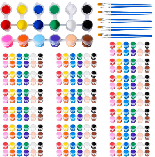 20 Pack Mini Acrylic Paint Set,12 Color Acrylic Paint Strips with 40 Pcs Painting Brushes for Kids&Adults, 280 PCS Kids Paint Set Container Strips Storage for Home Classroom Party Favors Easter Gifts