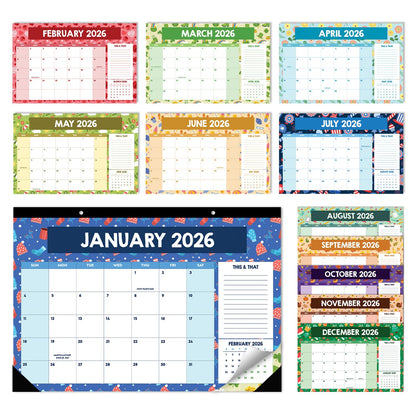 Large Desk Calendar 2026-2027, Teacher Desk Calendars, 18 Months (Jan 2026 - Jun 2027) with Holidays, Home Classroom, Office Decor, Teacher Must Haves, PVC Cover, Round Holes, Tear-off Calendar (Season Calendar)