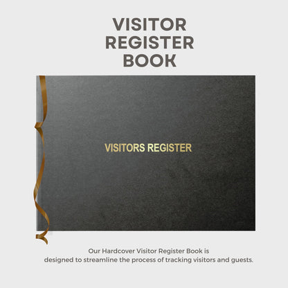 Officewerks Visitors Register & Guest Book, 120 Pages, 8 7/8" X 7", Black Hardbound Cover, Durable Smyth Sewn Binding