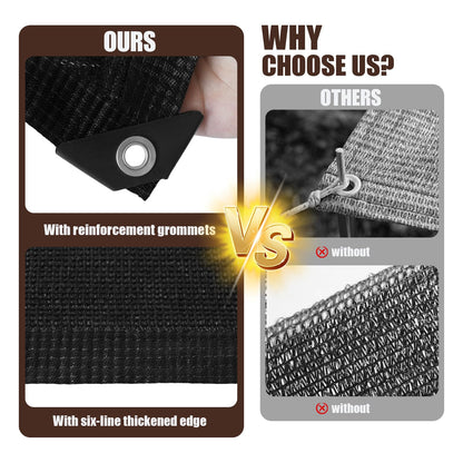 Vandham 90% Sun Shade Cloth for Garden, 8 * 13FT Heavy Duty Shade Tarp with Grommets & Reinforced Edges - UV Resistant Sunblock Net for Patio, Backyard, Greenhouse, Kennel, Pergola, Black
