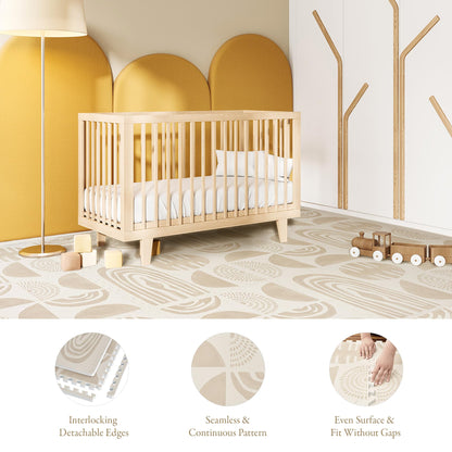 PopsyKosy Premium Baby Floor Play Mat - Extra Thick & Cushioned 1 inch Playroom Foam Mat, Non-Toxic Odorless - 6 Tiles - Spacious 6x4 ft. - Stylish & Large, Waterproof for Kids & Toddlers- Desert Sand