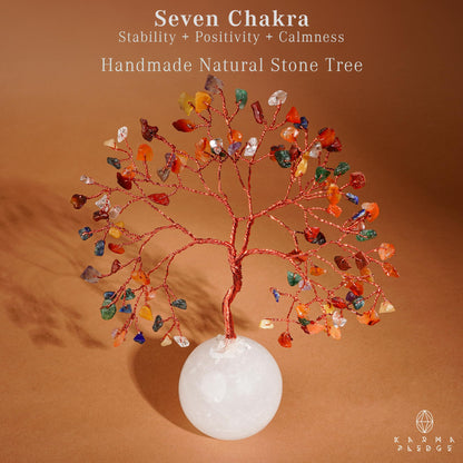 7 Chakra Crystal Tree of Life Birthday Gifts for Women, Handmade Home Decor, Office, Room Decoration, Reiki Healing Crystal Chakra Tree for Money, Positivity, Good Luck Gifts for Her, Mom & Dad