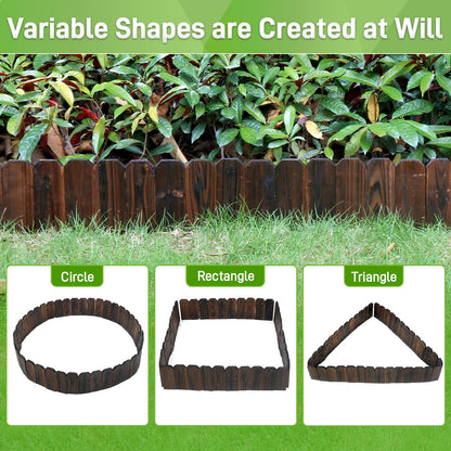 Mulctun Wood Garden Edging - 5.9" H X 47" L Sturdy Wooden Landscape Edging, Small Flower Bed Edging Borders, Decorative Wooden Garden Fence for Yard Flower Bed Lawns Pathway Tree (2 Packs)