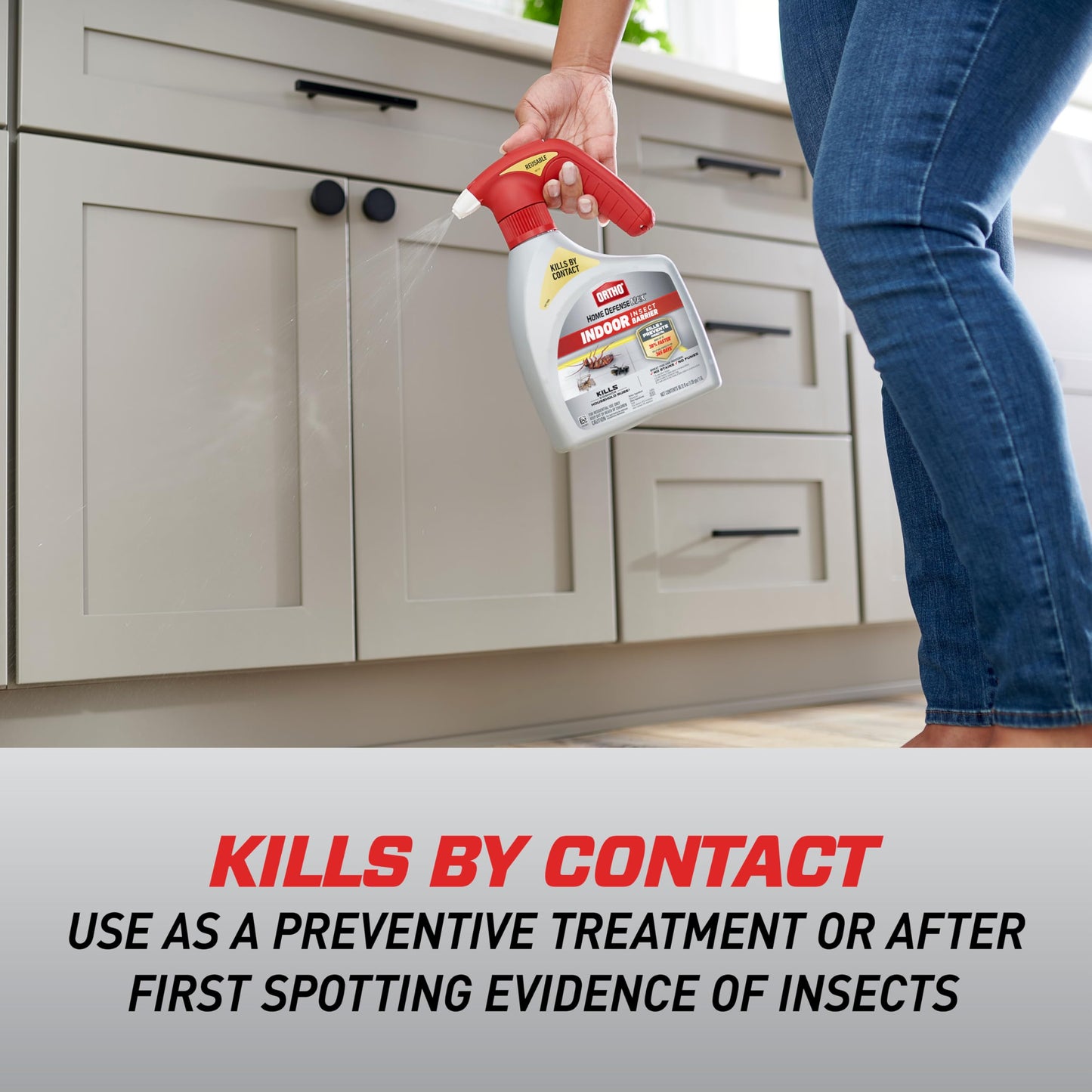 Ortho Home Defense Max Indoor Insect Barrier Battery-Powered Sprayer - Ready-To-Use Indoor Bug Spray, Kills Ants, Roaches, Spiders, Fleas and Ticks, 1.5 L