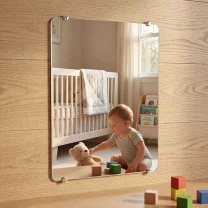 iCAGY Acrylic Mirror for Wall for Kids Adults Bedroom Door Closet Acrylic Shatterproof Self-Adhesive Lightweight Plastic Mirror Tile Sheet, Reflective Safe Plexiglass - Silver 10x12 inch 1 Pcs