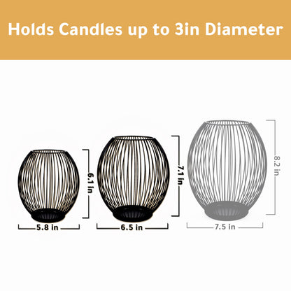 OLEEK Outdoor Candle Holder Decor Set - Black Candle Holder - Candles Holders for Table Centerpiece - Hurricane Candles Holder for Pillar Candles Cage Candle Holders Black Wire Decorative