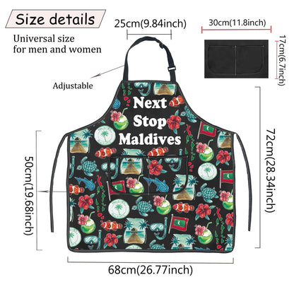 JXGZSO Maldives Symbols Souvenir Gift Maldives Vacation Kitchen Cooking Apron With Pocket