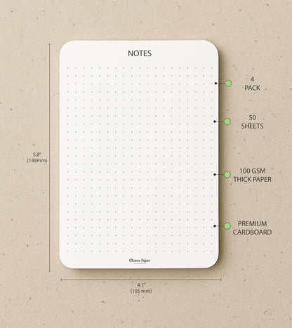 CLEVER SIGNS Memo Pads A6 Size (5.8" x 4.1") – 4-Pack, 50 Sheets Each, Premium Quality Paper with Cardboard Back Support – Perfect for Planning, Note-taking, Journaling, and Organizing