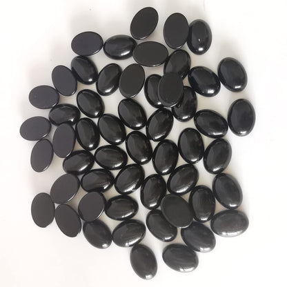 Loveliome 18x13mm Oval Cabochons Flatback Crystal Stone Gemstones Beads for Jewelry Making DIY Pack of 10, Black Obsidian