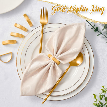 APTWOW Gold Napkin Rings Set of 12, Semicircle Metal Gold Napkin Holder Buckles, Fall Thanksgiving Christmas Napkin Rings, Napkins Rings for Dinner Table Decor, Wedding, Banquet, Party, Easter