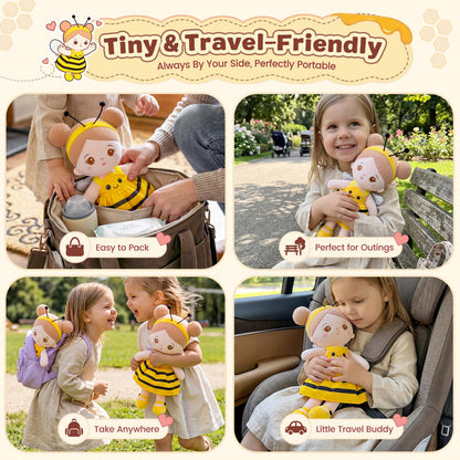 OUOZZZ 12.6" Soft Baby Doll - Toys for 1 Year Old Girl Ideal Birthday Baby Girl Gift, Snuggle Buddy for Infants Yellow Bee Dress