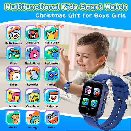 Cosjoype Upgrade Kids Smart Watch for Kids with 39 Puzzle Games HD Camera Video MP3 Player Habit Tracking Pedometer Flashlight 12/24 hr Kid Watches Gift for 4-12 Year Old Boys Toys for Kid