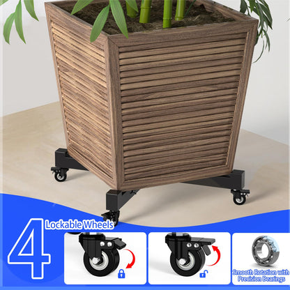 Plant Caddy With Wheels, 21" to 30" Heavy Duty Rolling Plant Dolly, Metal Plant Stand With 4 Lockable Caster Wheels, For Indoor Outdoor Large Pots Planter, Holds Up to 500 Lbs, Black Moving Dolly
