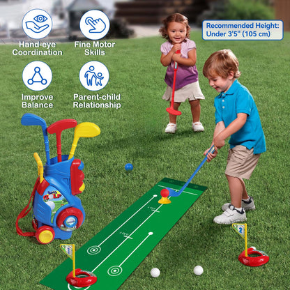 Liberry Toddler Golf Set for 2 3 4 Years Old Boys Girls, Upgraded Kids Golf Clubs Set with Cart, Putting Mat, Outdoor Indoor Sports Toy Birthday Gift, Blue