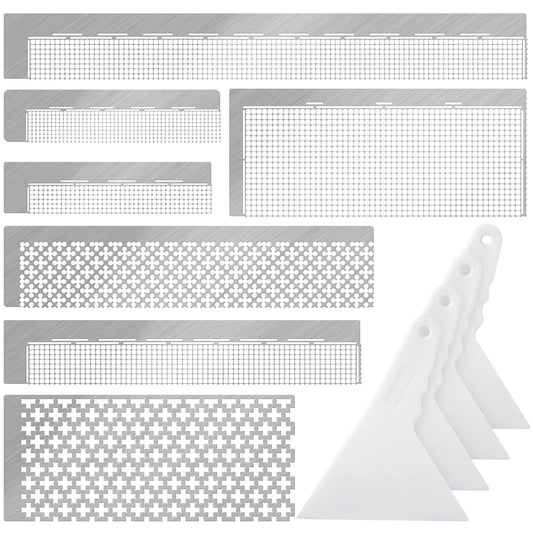Kosiz 14 Pcs Stainless Steel Diamond Painting Ruler Diamond Mesh Rulers 5d Drawing 216 400 520 599 699 800 1020 Blank Grid Mini Gem Art Kit Adjustment Fix Tool for DIY Art Painting Kits
