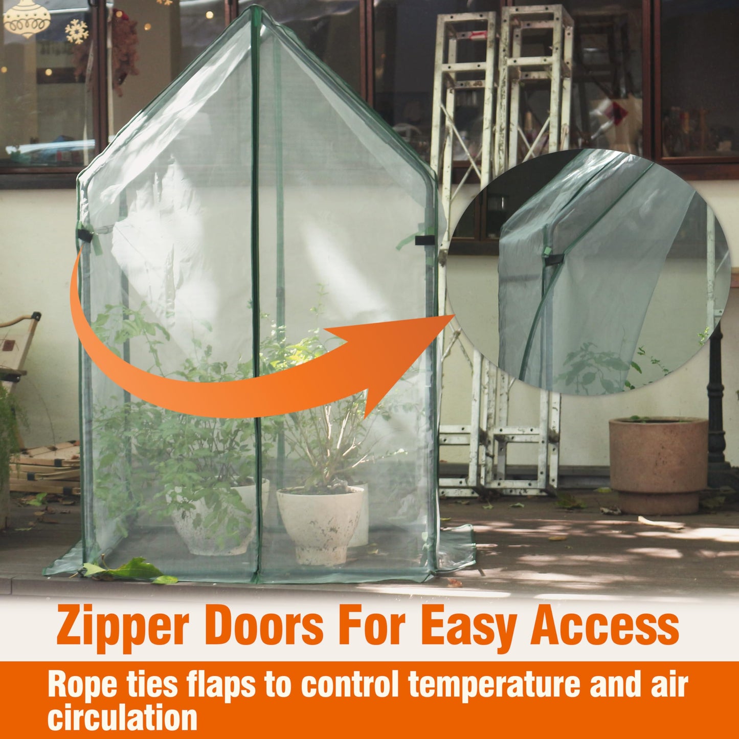 Gardzen Mini Greenhouse with Mesh Cover, Portable Outdoor Greenhouse, Enhanced Ventilation, Ideal for Spring, Summer & Fall 36.2"(L) x36.2(W) x59.5(H)