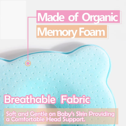 Memory Foam Baby Pillow,Cute Cartoon Bear Soft and Cozy Pillow, Breathable Bedding Set