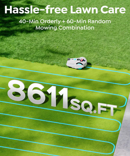 YARDCARE M800Plus Cordless Robot Lawn Mower with GPS + Visual Navigation, Bow-Shaped Path Mowing, APP Control, 4.0Ah Automatic Robotic Lawnmower for 1/5 Acre, Obstacle Avoidance, Height Adjustment
