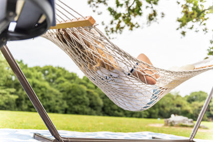Lazy Daze Hammocks 12FT Double Rope Hammocks, 2 Person Hand Woven Cotton Hammock with Spreader Bar for Outside, Patio, Poolside, FIT 13-15 FT Stand, Max 450 Lbs, Natural, 141 x 57 inches