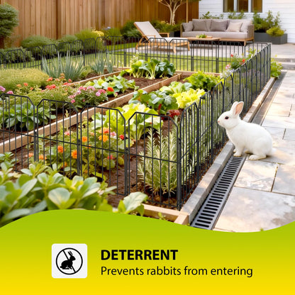 VANCASTLE Decorative Garden Fence, Toatal 10FT(L) x 24IN(H) Outdoor Metal No Dig Fence Animal Barrier, Rustproof No-Tool Assembly Landscape Edging for Yard, Lawn, Patio, Flower Bed-10 Panels Design A