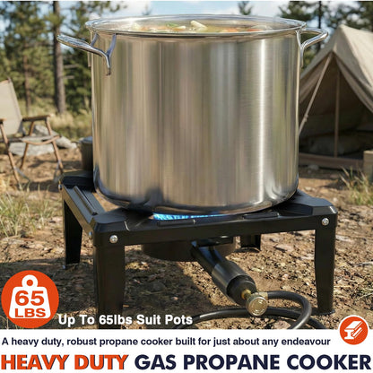 Llamaviva Portable Propane Camping Stove - Single Burner Outdoor Gas Stove for Wok Cooking, Seafood Boil & Tailgating, Heavy Duty Steel Propane Burner with 4ft Hose, Estufas de Gas, Portable Stove