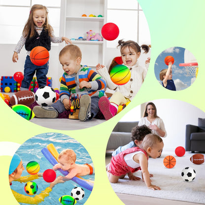 Innotoys Soft Balls for Toddlers Kids 1-3 3-5, Easy to Grip 5" Small Balls 7 Pack, Mini Football Soccer Basketball Playgroundball - First Birthday Gift Easter Basket Stuffers for Babies Boys Girls