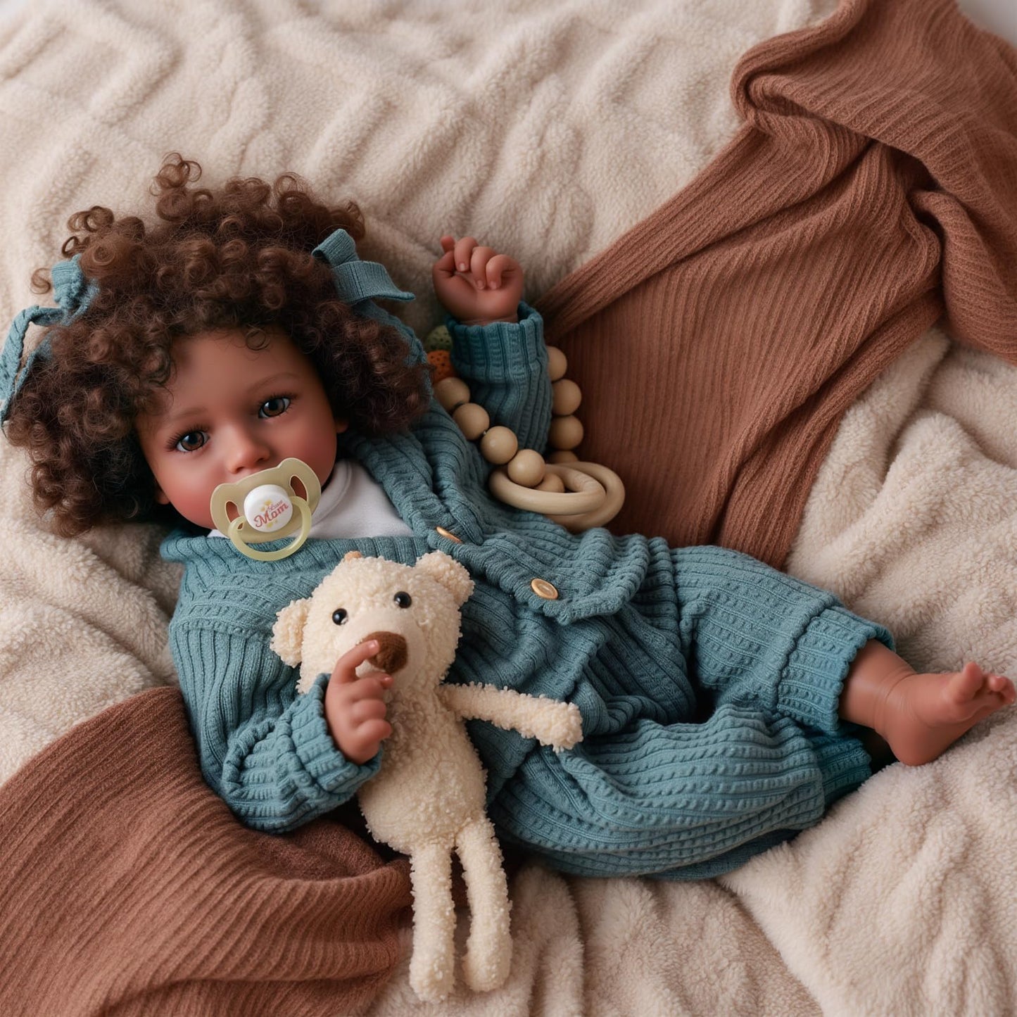 BABESIDE Lifelike Reborn Baby Dolls Black Girl, 20 Inch Soft Body Realistic Newborn Baby Doll Poseable Limbs Real Life Baby Dolls with Clothes and Toy Gift for Kids Age 3+