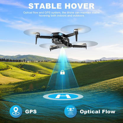 GPS Drone with Camera for Adults, 2K HD FPV Drone with Auto Return, Follow Me, Circle Fly, Waypoint Fly, Stable Hover, Brushless Motor, Foldable 5G Transmission Remote Control Quadcopter, Black