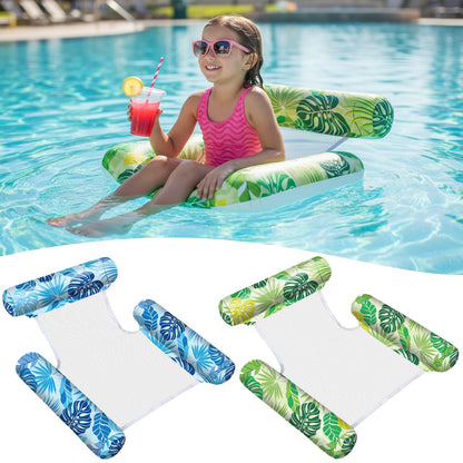 Soulchen 2 Packs Inflatable Pool Floats Kids Floating Lounge Chairs Floaties Water Hammock Inflatable Pool Toys Kids Blow Pools Noodle for Summer Beach Party Game Vacation Essential (Blue,Green)