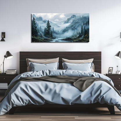 WVMAPTA Natural Landscape Prints Wall Art for Kitchen Mountain Canvas Wall Art for Office Tree Wall Decor for Dining Room Size 24 x 48 Inch