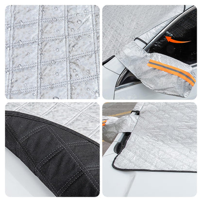 ICWEIMEI Car Windshield Snow Cover, 4-Layer Protection for Snow, Ice, Frost, Sunlight, Large Magnetic Car Windshield Cover with Side Mirror Protector Fit for Large Cars, SUV, Truck, Van in All Weather