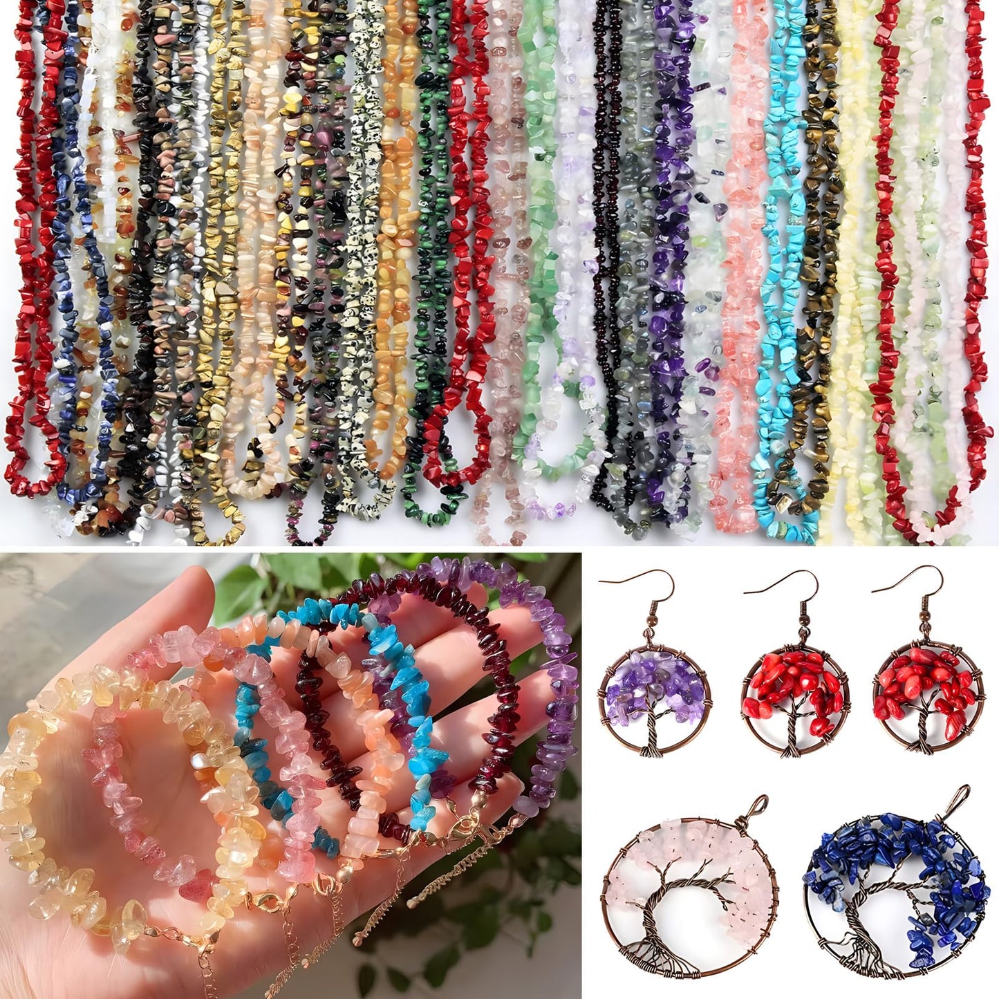Natural Chip Stone Beads 450pcs Banded Agate Chips 5-8mm Genuine Real Irregular Healing Crystal Rocks Hole Drilled DIY Loose Gemstone Beads for Jewelry Making Bracelet Earrings Necklace Crafting