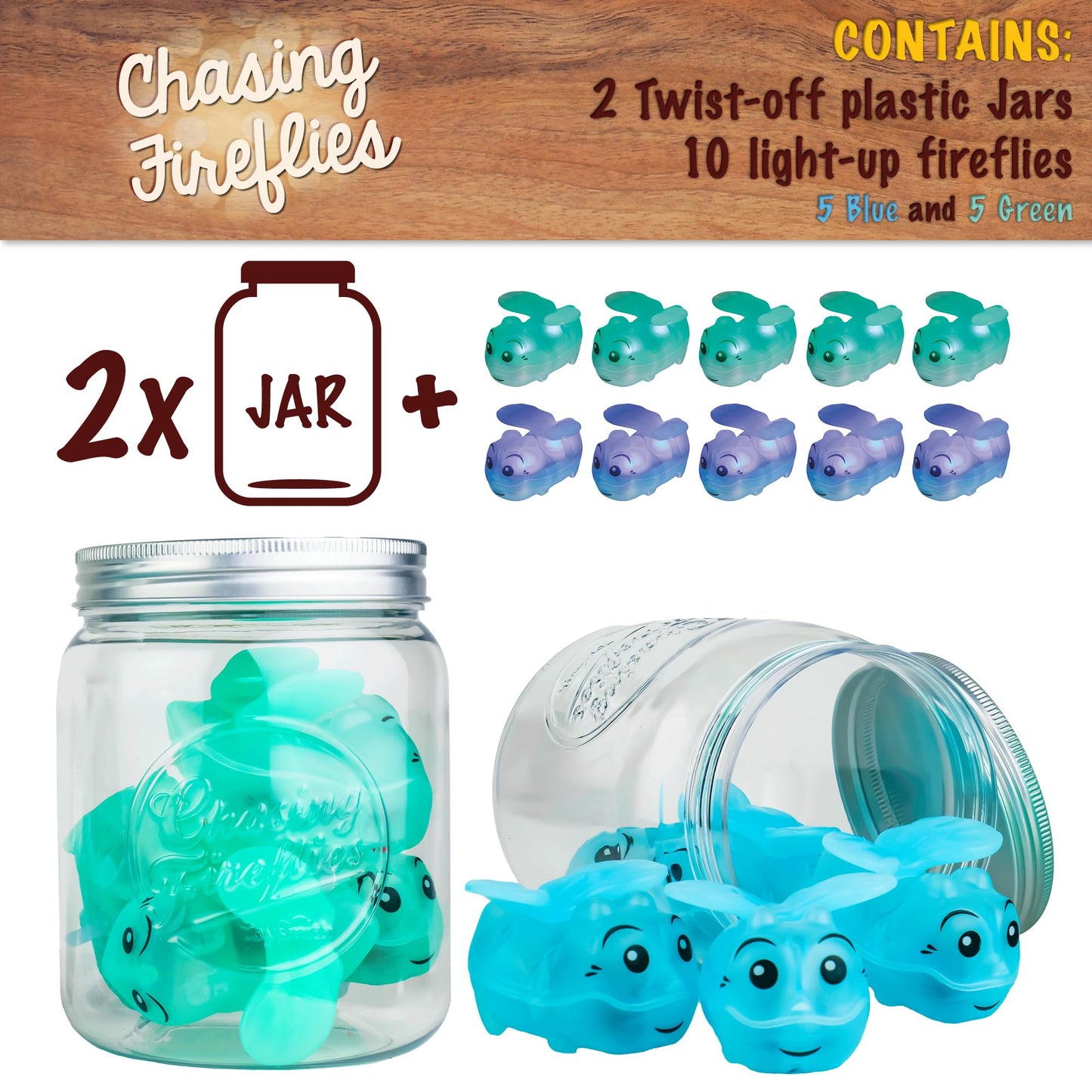 Toysmith Chasing Fireflies Kids Game - The Game of Shine & Seek - Interactive Games for Kids - Indoor & Outdoor Game - for Ages 3+, Blue,Green