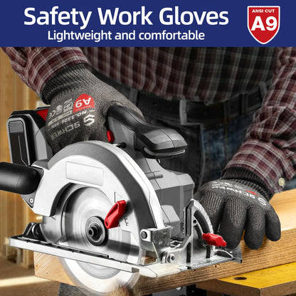 Schwer ProGuard High Level Cut Resistant Work Gloves PR3326 for Extreme Protection，ANSI A9 Cut Gloves with Reinforced Thumb, Non Slip, Breathable, Durable, Touch-screen, Black 1 Pair（L）