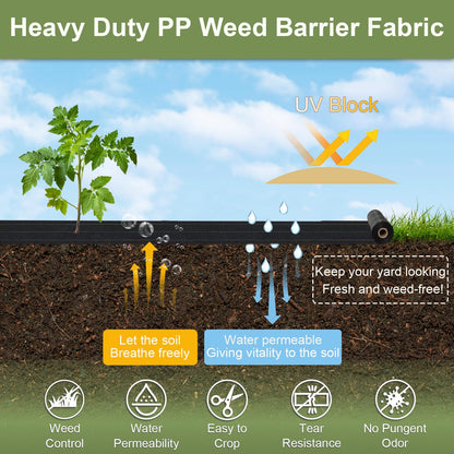 KANAGAWA 3oz Heavy Duty 3ft x 100ft Weed Barrier Fabric Professional Woven Landscape Ground Cover with 30 Landscape Staples, Landscape Fabric Density for Driveway Garden Yard Greenhouse Gardening