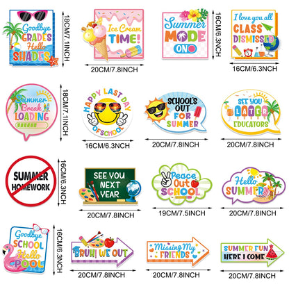 School's Out for Summer Photo Props Last Day of School Decorations Peace Out School Hello Summer Photo Booth Props Goodbye School Hello Pool Summer Vacation Party Decoration Supplies 35 Pieces