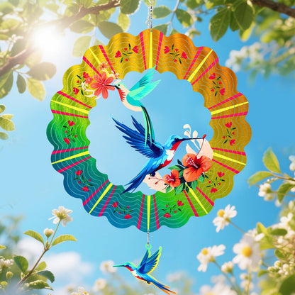 Hummingbird Metal Wind Spinners, Hummingbird Gifts for Mothers Day Women Mom Grandma Wife Men, 12 inch 3D Stainless Steel Hanging Wind Spinner for Outdoor Indoor Yard Art Garden Christmas Decorations