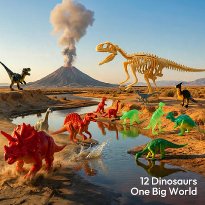JOVA Klever Kits 3-in-1 Dinosaur Fossil Digging Kit STEM Learning Toys with Glow in The Dark Dinosaurs and Sensory Play Sand, DIY Your Own Dinosaur with 5 Color Clay, Gift for Kids Aged 6+